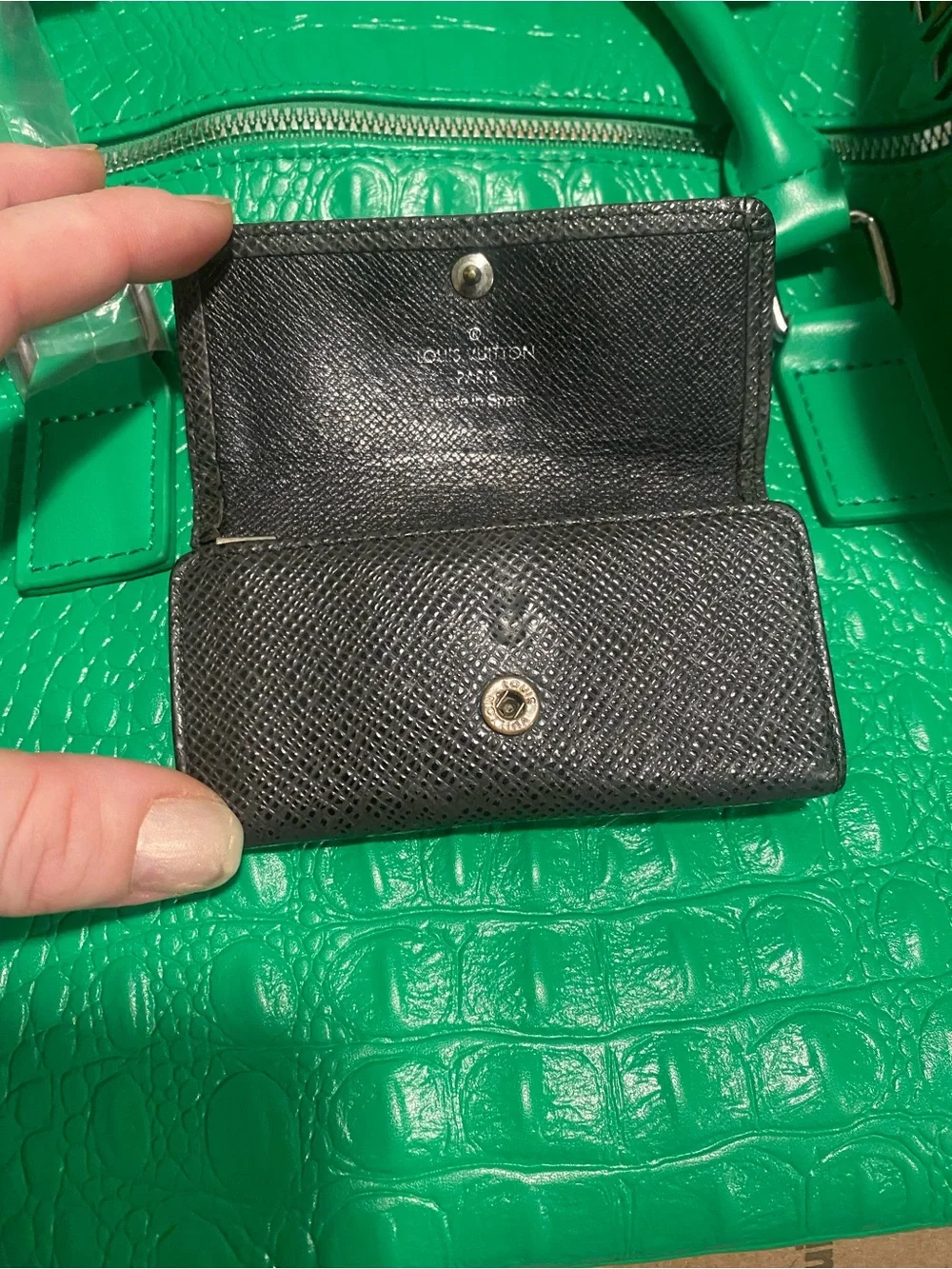 Louis Vuitton Black Textured Leather Key Pouch